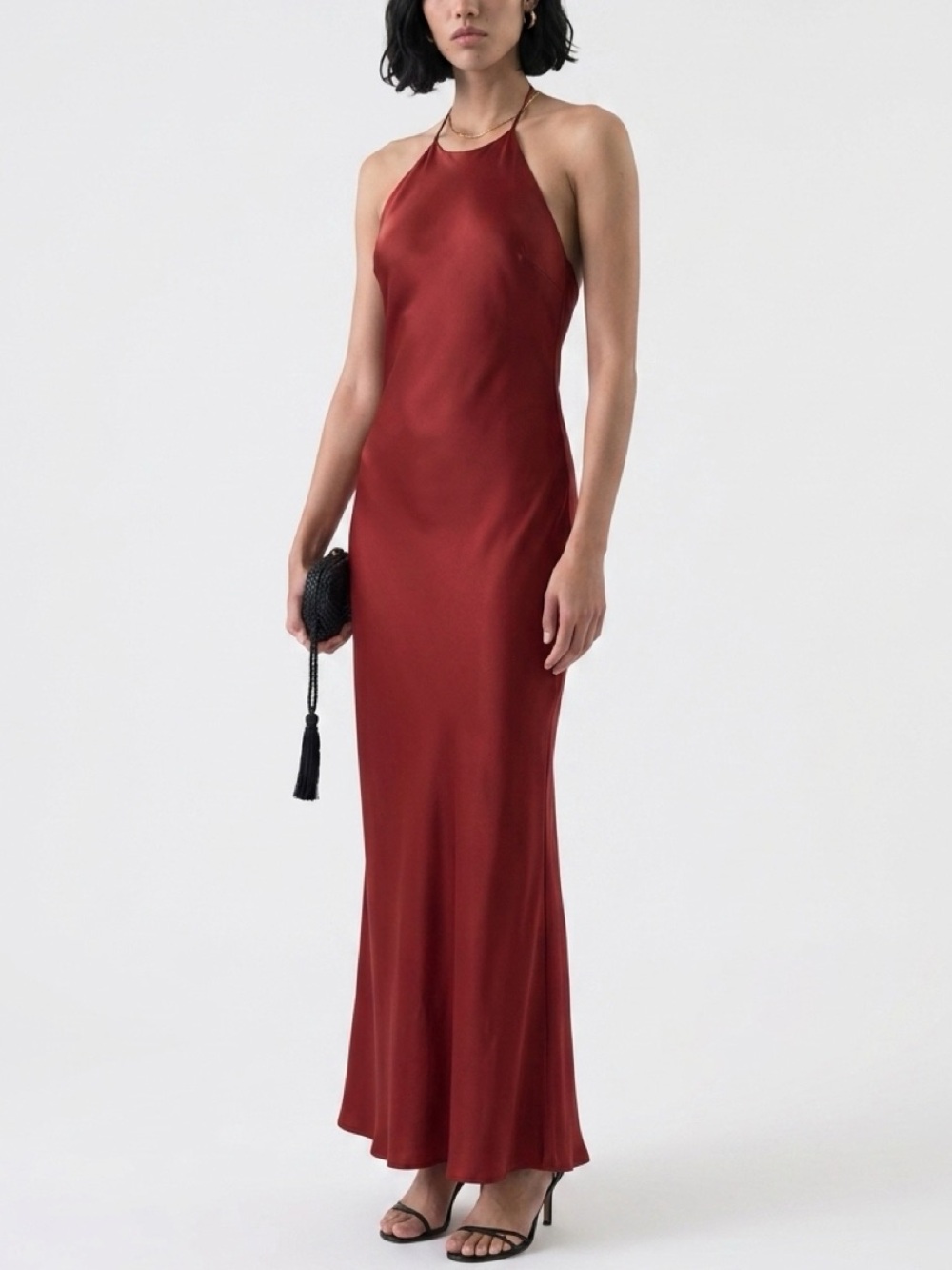 Reformation Silk Jeany Dress Halter-neck Slip Maxi Sz M